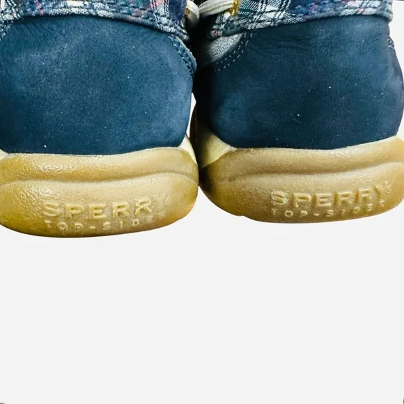 Sperry Topsiders boat shoes in blue and white plaid Size 6.5 - Picture 11 of 11